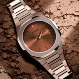 D1 Milano Ultra Thin Brown Dial Gold Steel Strap Watch for Unisex - D1-UTBJ10 Authentic Buy Shop Now