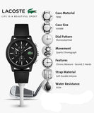 Lacoste 12.12 Chronograph Black Dial Black Silicone Strap Watch for Men - 2010972 Authentic Buy Shop Now
