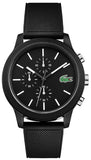 Lacoste 12.12 Chronograph Black Dial Black Silicone Strap Watch for Men - 2010972 Authentic Buy Shop Now