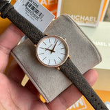 Michael Kors Pyper Quartz Silver Dial Brown Leather Strap Watch for Women - MK1036 Authentic Buy Shop Now