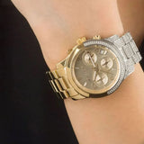 Michael Kors Runway Chronograph Gold Dial Two Tone Steel Strap Watch For Women - MK7329 Authentic Buy Shop Now