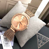 Guess Chiffon Rose Gold Dial Mesh Bracelet Watch For Women - W1083L3 Authentic Buy Shop Now