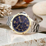 Tommy Hilfiger Blaze Chronograph Blue Dial Silver Steel Strap Watch for Men - 1792031 Authentic Buy Shop Now