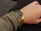 Emporio Armani Chronograph Black Dial Gold Steel Strap Watch For Men - AR5857 Authentic Buy Shop Now