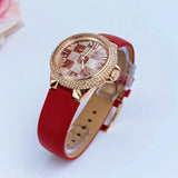 Michael Kors Camille Three Hand Crystals Rose Gold Dial Red Leather Strap Watch For Women - MK4701 Authentic Buy Shop Now