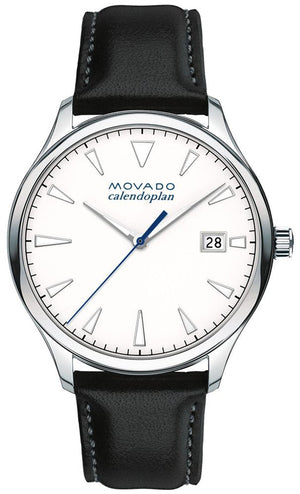 Movado Heritage Calendoplan White Dial Black Leather Strap Watch for Men - 3650002 Authentic Buy Shop Now