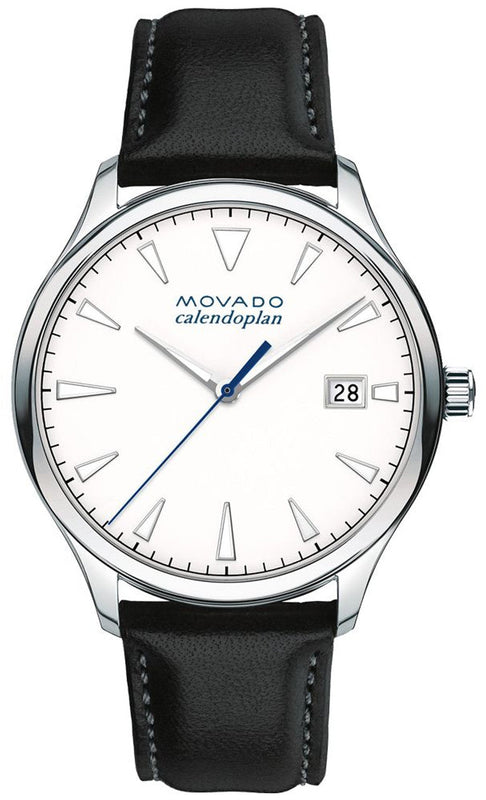 Movado Heritage Calendoplan White Dial Black Leather Strap Watch for Men - 3650002 Authentic Buy Shop Now