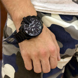 Diesel Mega Chief Chronograph Black Dial Black Steel Strap Watch For Men - DZ4283 Authentic Buy Shop Now