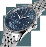 Breitling Navitimer Automatic 41mm Blue Dial Silver Steel Strap Watch for Men - A17326161C1A1 Authentic Buy Shop Now