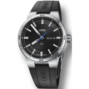 Oris TT1 Day Date Black Dial Black Rubber Strap Watch for Men - 0173577524154-0742406FC Authentic Buy Shop Now