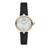 Emporio Armani Arianna Analog Silver Dial Black Leather Strap Watch For Women - AR11200 Authentic Buy Shop Now