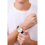 Emporio Armani Claudio Chronograph Silver Dial Black Leather Strap Watch For Men - AR11498 Authentic Buy Shop Now