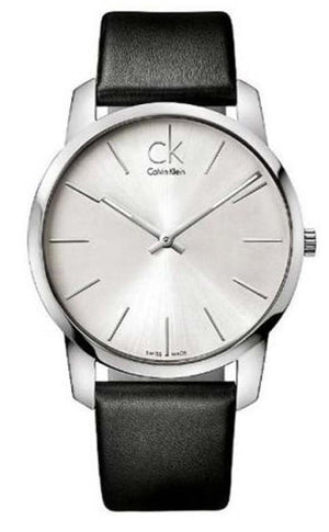Calvin Klein City White Dial Black Leather Strap Watch For Men - K2G211C6 Authentic Buy Shop Now