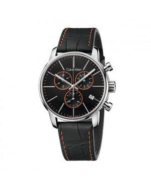 Calvin Klein City Chronograph Black Dial Black Leather Strap Watch for Men - K2G271C1 Authentic Buy Shop Now
