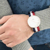 Daniel Wellington Classic Cambridge White Dial Two Tone NATO Strap Watch For Men - DW00100003 Authentic Buy Shop Now