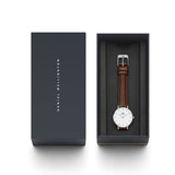 Daniel Wellington Petite White Dial Brown Leather Strap Watch For Women - DW00100243 Authentic Buy Shop Now