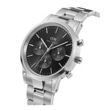 Daniel Wellington Iconic Chronograph Link Black Dial Silver Steel Strap Watch For Men - DW00100645 Authentic Buy Shop Now