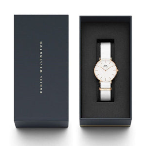 Daniel Wellington Classic Petit Dover White Dial White Nylon Strap Watch For Women - DW001000311 Authentic Buy Shop Now