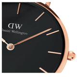 Daniel Wellington Petite Sheffield Black Dial Black Leather Strap Watch For Women - DW00100168 Authentic Buy Shop Now