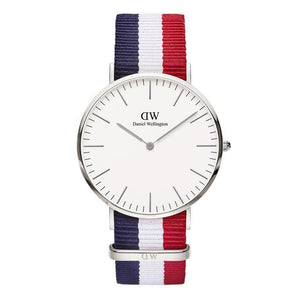 Daniel Wellington Classic Cambridge White Dial Two Tone Nylon Strap Watch For Men - DW00100017 Authentic Buy Shop Now