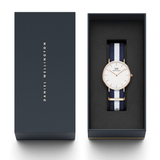 Daniel Wellington Classic Glasgow White Dial Two Tone NATO Strap Watch For Women - DW00100031 Authentic Buy Shop Now