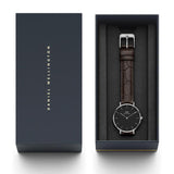 Daniel Wellington Classic Petite York Black Dial Brown Leather Strap Watch For Women - DW00100182 Authentic Buy Shop Now