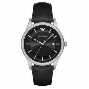 Emporio Armani Lambda Classic Quartz Black Dial Black Leather Strap Watch For Men - AR11020 Authentic Buy Shop Now