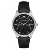 Emporio Armani Lambda Classic Quartz Black Dial Black Leather Strap Watch For Men - AR11020 Authentic Buy Shop Now