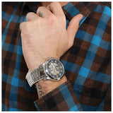 Fossil Grant Skeleton Black Dial Silver Steel Strap Watch for Men - ME3055 Authentic Buy Shop Now