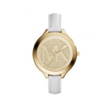 Michael Kors Slim Runway Quartz Gold Dial White Leather Strap Watch For Women - MK2389 Authentic Buy Shop Now