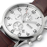 Hugo Boss Aeroliner Chronoraph White Dial Brown Leather Strap Watch For Men - HB1512447 Authentic Buy Shop Now