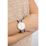 Daniel Wellington Classic Canterbury White Dial Two Tone NATO Strap Watch For Women - DW00100030 Authentic Buy Shop Now