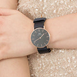 Daniel Wellington Classic Cornwall Black Dial Black NATO Strap Watch For Women - DW00100150 Authentic Buy Shop Now
