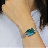Daniel Wellington Quadro Melrose Green Dial Rose Gold Mesh Strap Watch For Women - DW00100437 Authentic Buy Shop Now