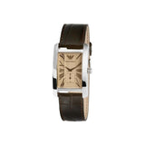 Emporio Armani Classic Beige Dial Brown Leather Strap Watch For Men - AR0154 Authentic Buy Shop Now