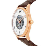 Emporio Armani Meccanico White Dial Brown Leather Strap Watch For Men - AR1920 Authentic Buy Shop Now