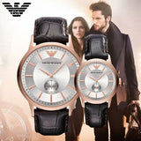 Emporio Armani Classic Analog Silver Dial Brown Leather Strap Watch For Men - AR9101 Authentic Buy Shop Now