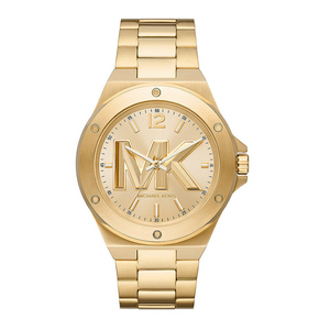 Michael Kors Lennox Three-Hand Quartz Gold Dial Gold Steel Strap Watch For Men - MK8939 Authentic Buy Shop Now