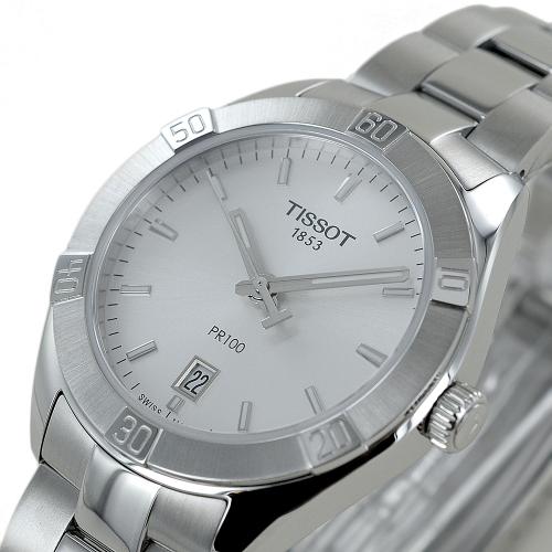Tissot PR 100 Sport Chic Silver Dial Silver Steel Strap Watch for Women - T101.910.11.031.00 Authentic Buy Shop Now