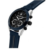 Maserati Traguardo Chronograph Blue Dial Black Silicone Strap Watch For Men - R8871612046 Authentic Buy Shop Now