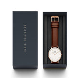 Daniel Wellington Classic St Mawes White Dial Brown Leather Strap Watch For Men - DW00100006 Authentic Buy Shop Now