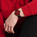 Calvin Klein Even Maroon Dial Black Leather Strap Watch for Men - K7B214CP Authentic Buy Shop Now
