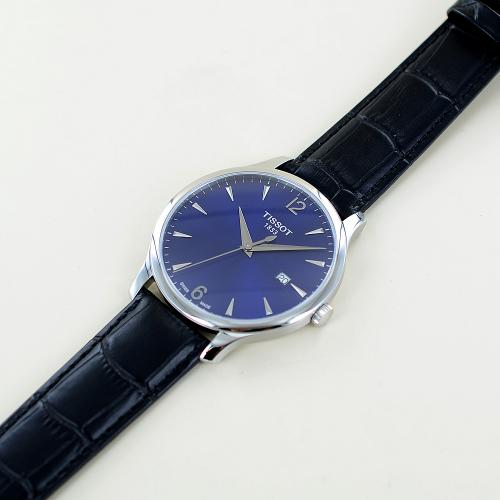 Tissot T Classic Tradition Blue Dial Black Leather Strap Watch For Men - T063.610.16.047.00 Authentic Buy Shop Now