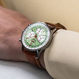 Breitling Navitimer B01 Chronograph 41 Green Dial Brown Leather Strap Watch for Men - AB0139211L1P1 Authentic Buy Shop Now