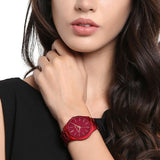 Michael Kors Slim Runway Red Dial Red Steel Strap Watch For Women - MK3895 Authentic Buy Shop Now