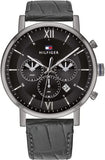 Tommy Hilfiger Evan Black Dial Black Leather Strap Watch for Men - 1710395 Authentic Buy Shop Now