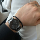 Daniel Wellington Iconic Chronograph Black Dial Black Steel Strap Watch For Men - DW00100642 Authentic Buy Shop Now
