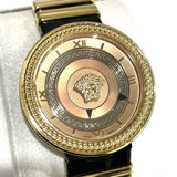 Versace V Metal Icon Gold Dial Black & Gold Strap Watch for Women - VLC030014 Authentic Buy Shop Now