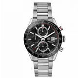 Tag Heuer Carrera Automatic Chronograph Black Dial Silver Steel Strap Watch for Men - CBM2110.BA0651 Authentic Buy Shop Now