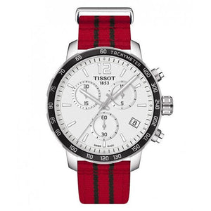 Tissot Quickster Chronograph NBA Chicago Bulls White Dial Red NATO Strap Watch For Men - T095.417.17.037.04 Authentic Buy Shop Now